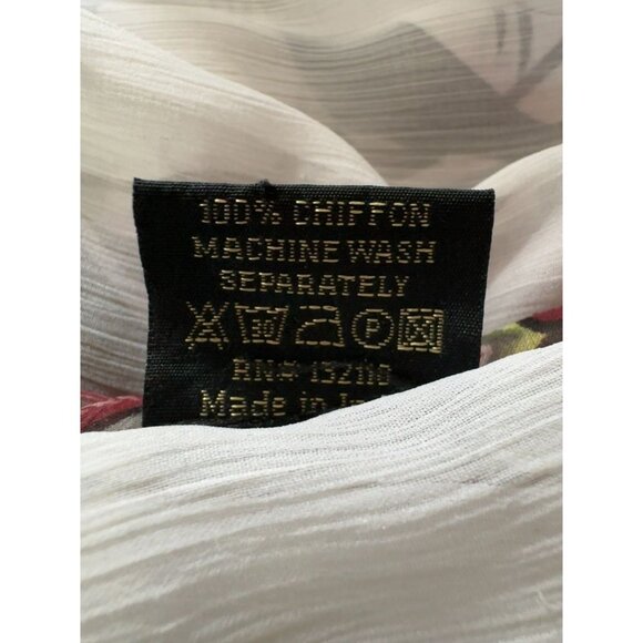 Yuka Beach Floral Embellished Chiffon Tunic Top L White Multicolor Lightweight - Picture 6 of 16